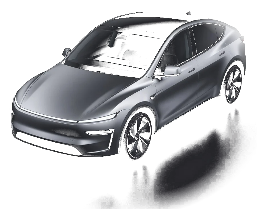 Quicksilver Model Y Premium AWD, front three-quarter view (illustration)